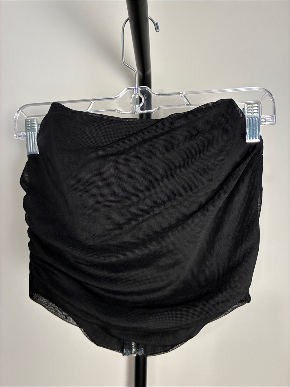 Black Ruched Strapless Corset Top Soze Large